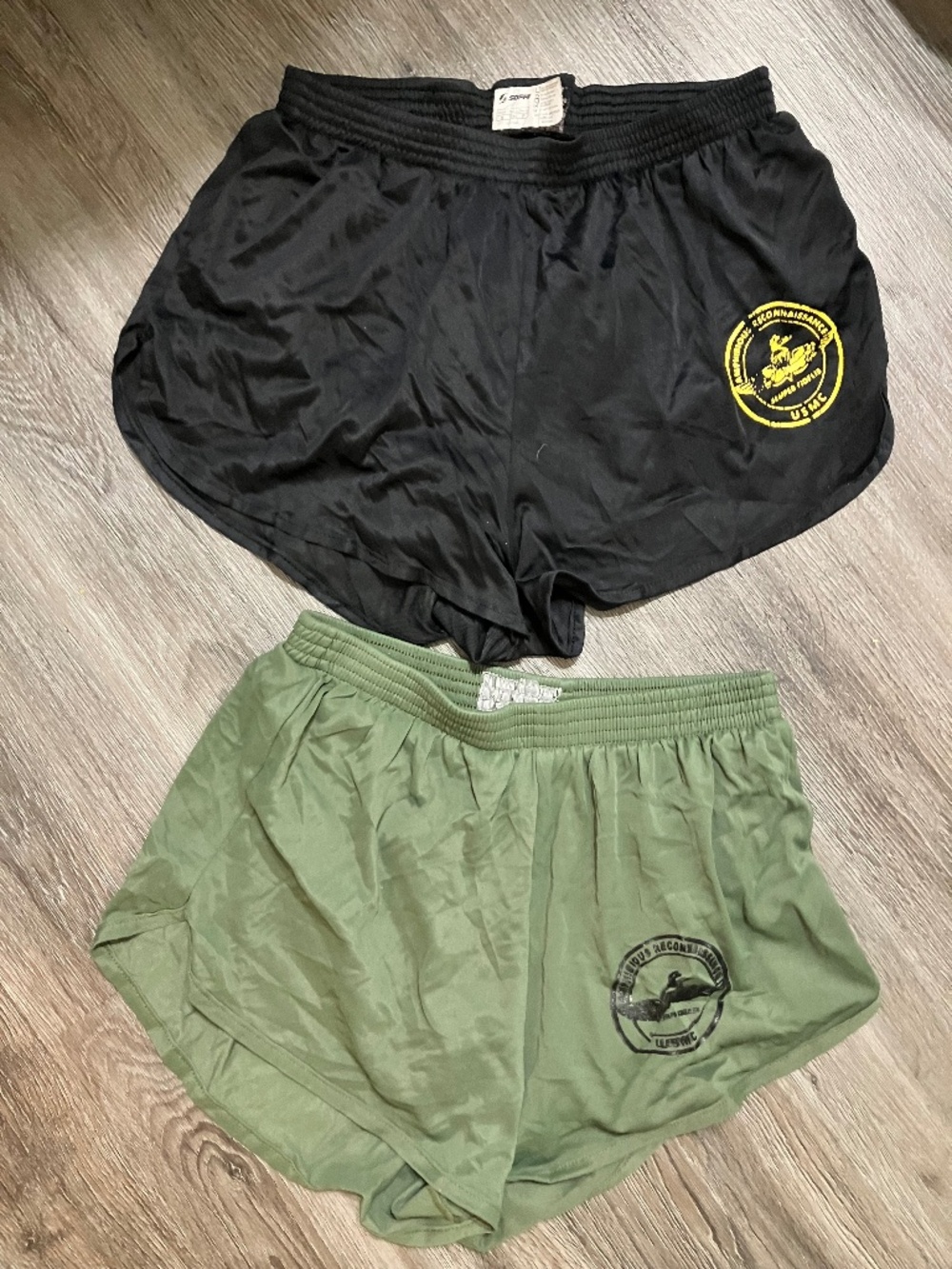 USMC Recon Marines Running Shorts Lot 2 Soffe Black Green Military PT Vintage